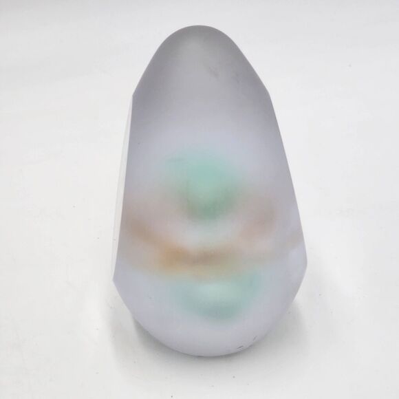 Svaja Art Glass Hand Blown Paperweight Captured Glass Atomic Look Egg Shape - Picture 3 of 7